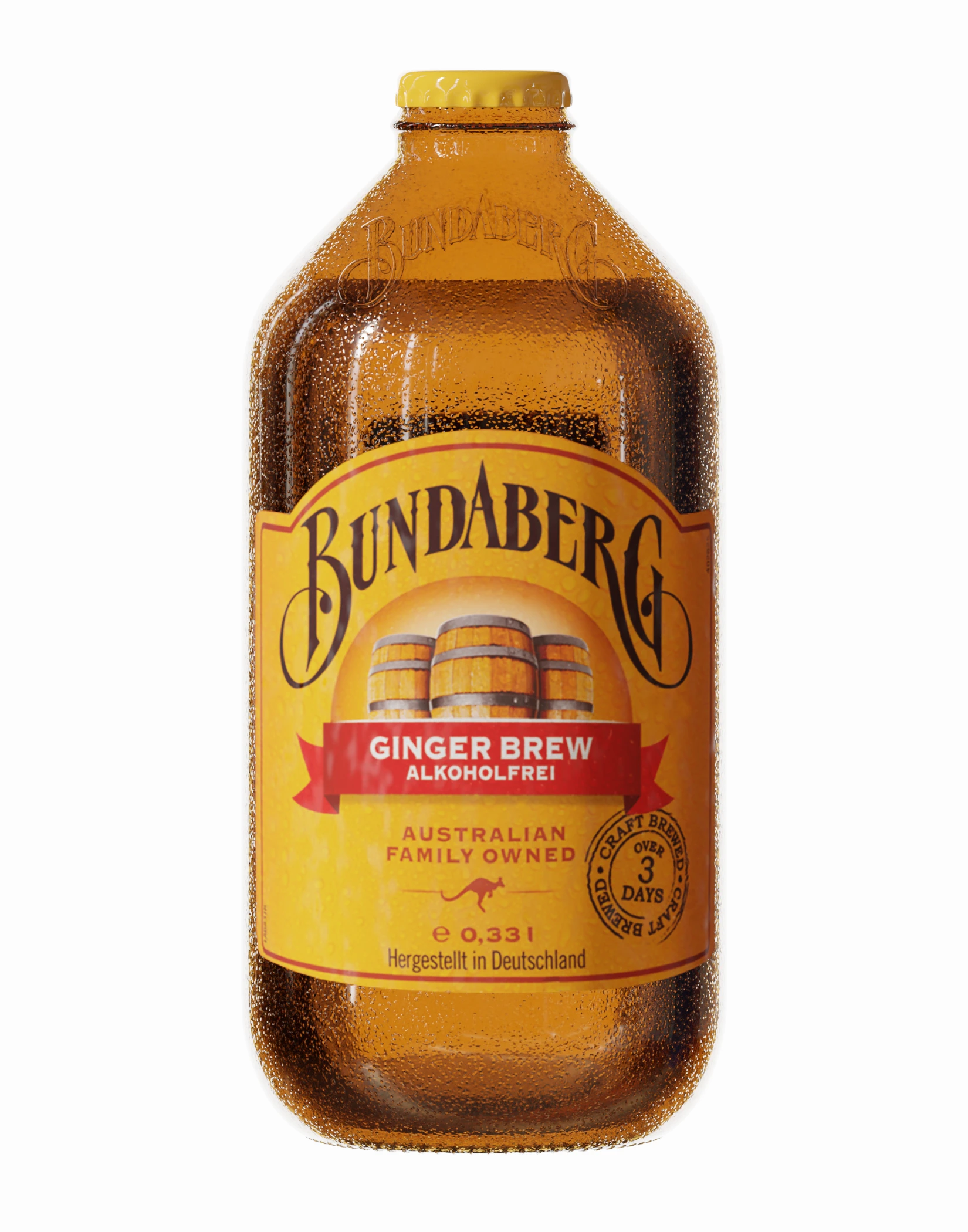 Eine Bundaberger Glasflasche.