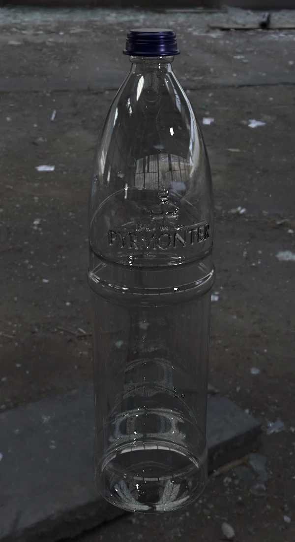 Mein erstes 3D-Modell. Eine Wasserflasche aus Glas.